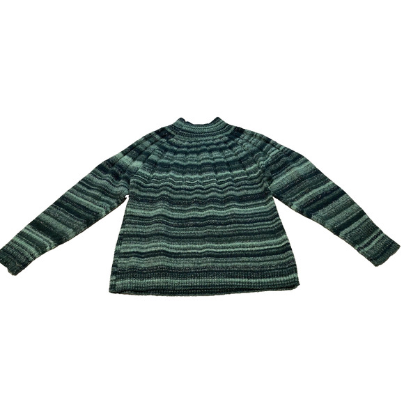 Knox Rose Womens Sweater Size 2XL Boho Green Striped Mock Neck Festival Sweater - Picture 2 of 13
